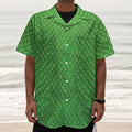 Green Python Snakeskin Print Textured Short Sleeve Shirt