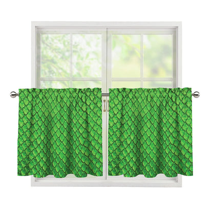 Green Python Snakeskin Print Tier Curtains