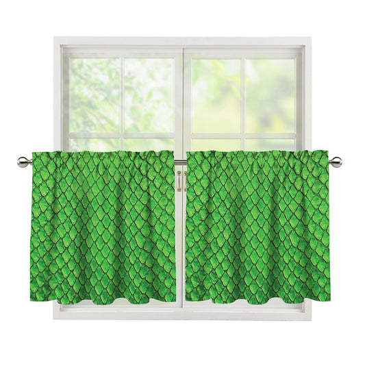 Green Python Snakeskin Print Tier Curtains