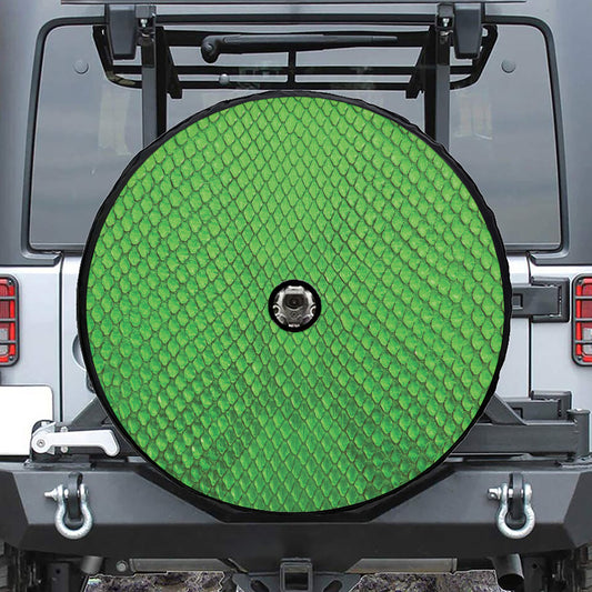Green Python Snakeskin Print Tire Cover With Camera Hole