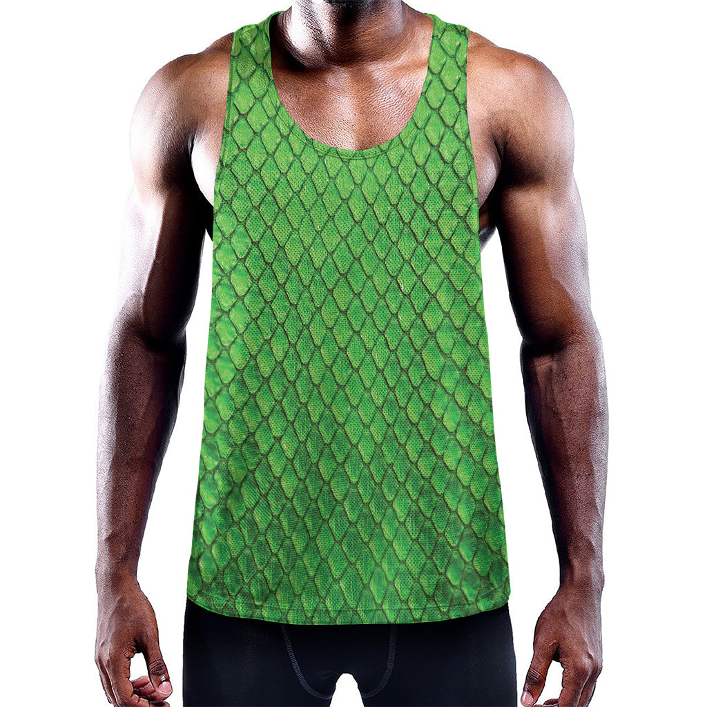 Green Python Snakeskin Print Training Tank Top