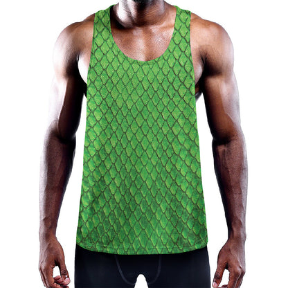 Green Python Snakeskin Print Training Tank Top