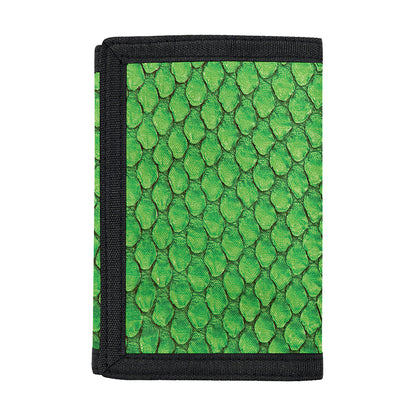 Green Python Snakeskin Print Trifold Wallet