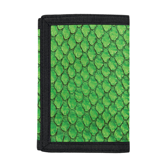 Green Python Snakeskin Print Trifold Wallet
