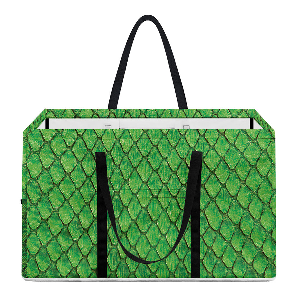 Green Python Snakeskin Print Utility Tote Bag