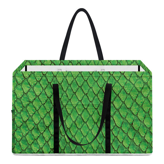 Green Python Snakeskin Print Utility Tote Bag