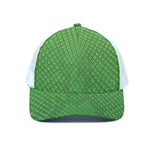 Green Python Snakeskin Print White Mesh Trucker Cap