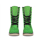 Green Python Snakeskin Print Winter Boots