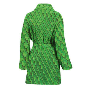 Green Python Snakeskin Print Women's Bathrobe