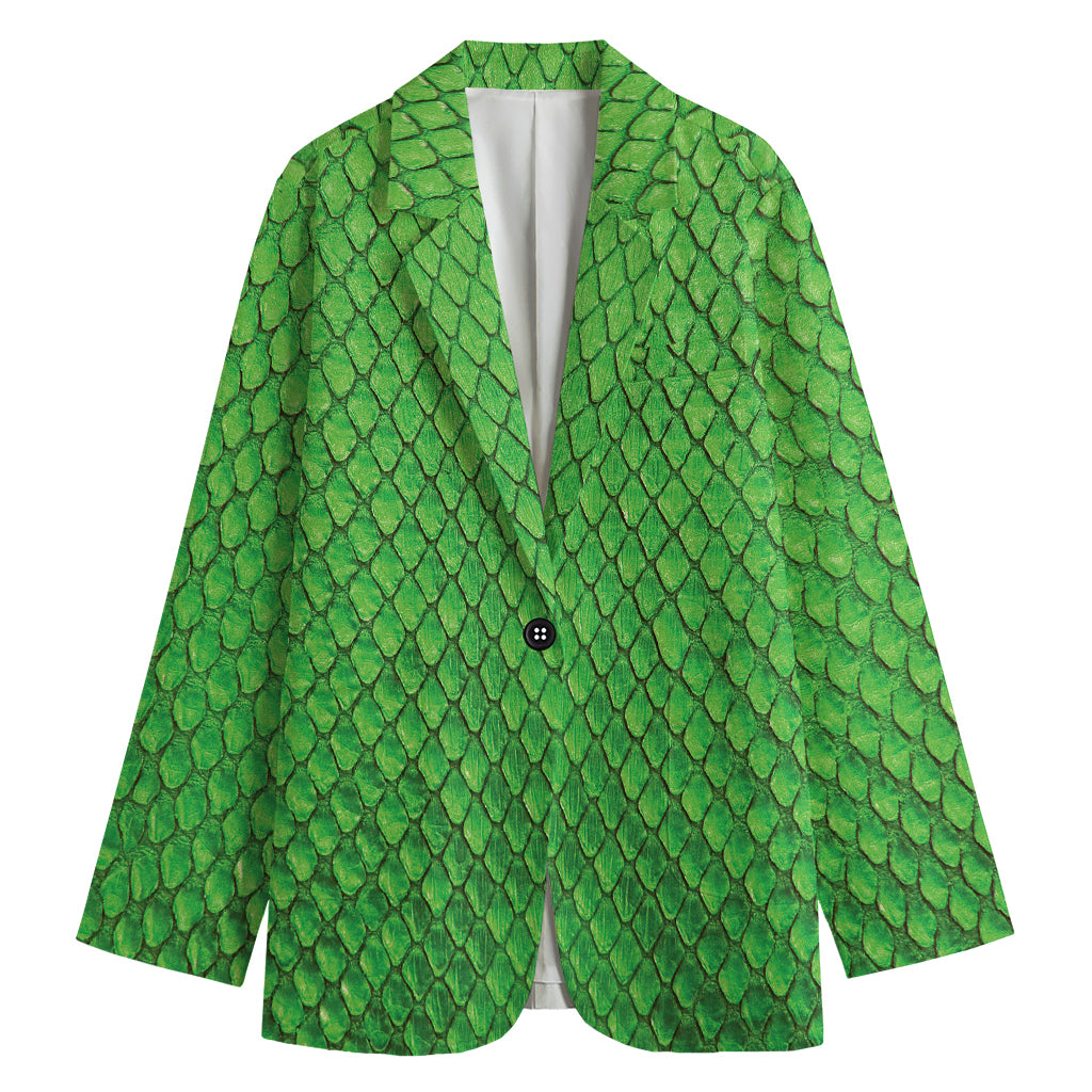 Green Python Snakeskin Print Women's Blazer
