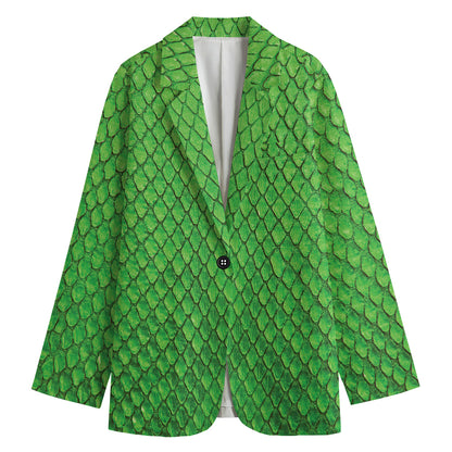 Green Python Snakeskin Print Women's Blazer