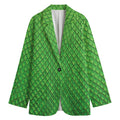 Green Python Snakeskin Print Women's Cotton Blazer