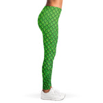 Green Python Snakeskin Print Women's Leggings