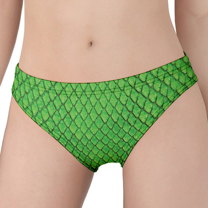 Green Python Snakeskin Print Women's Panties