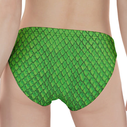 Green Python Snakeskin Print Women's Panties