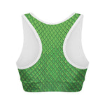 Green Python Snakeskin Print Women's Sports Bra