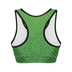 Green Python Snakeskin Print Women's Sports Bra