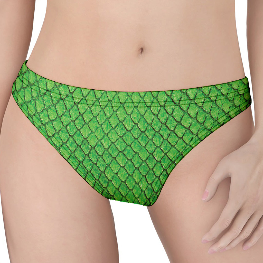 Green Python Snakeskin Print Women's Thong