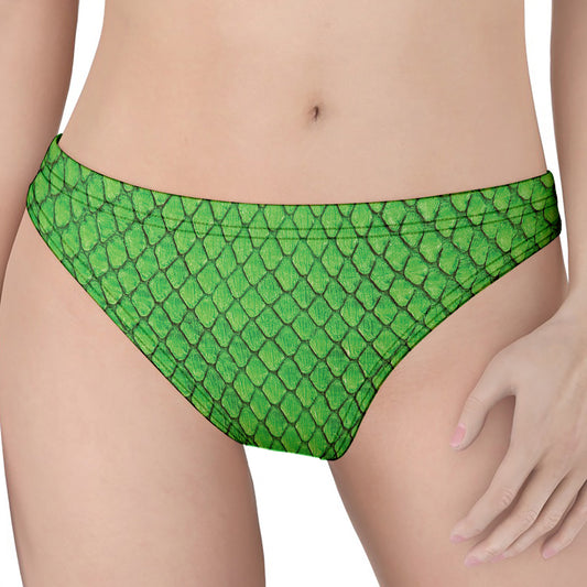 Green Python Snakeskin Print Women's Thong