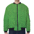 Green Python Snakeskin Print Zip Sleeve Bomber Jacket