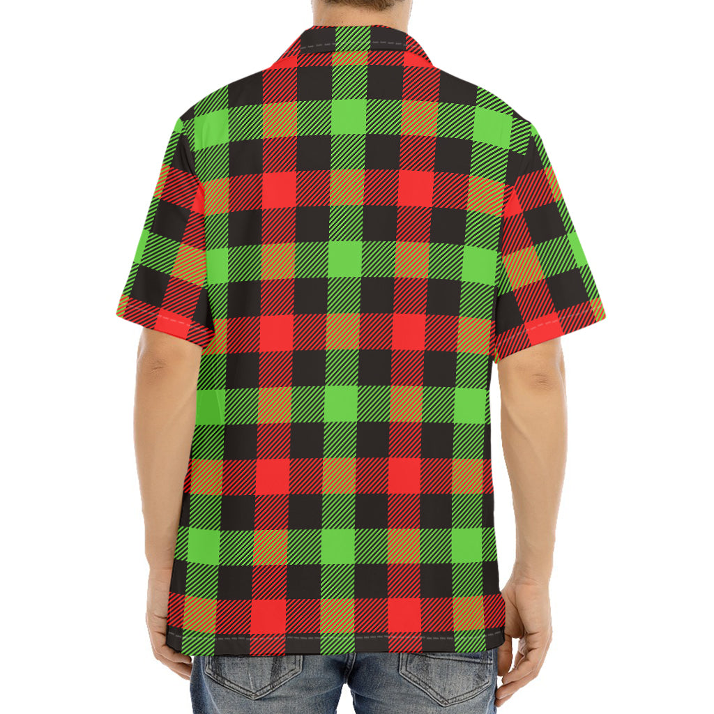 Green Red And Black Buffalo Plaid Print Aloha Shirt