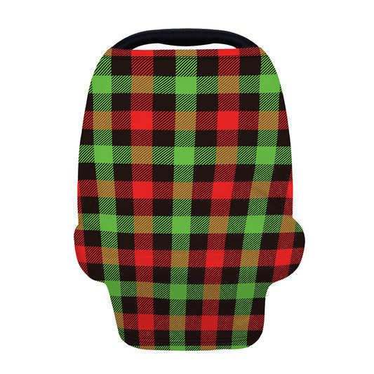 Green Red And Black Buffalo Plaid Print Baby Seat Cover