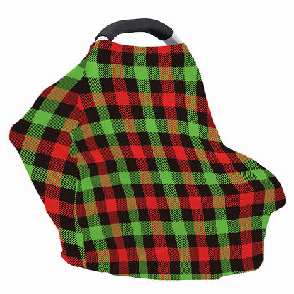 Green Red And Black Buffalo Plaid Print Baby Seat Cover