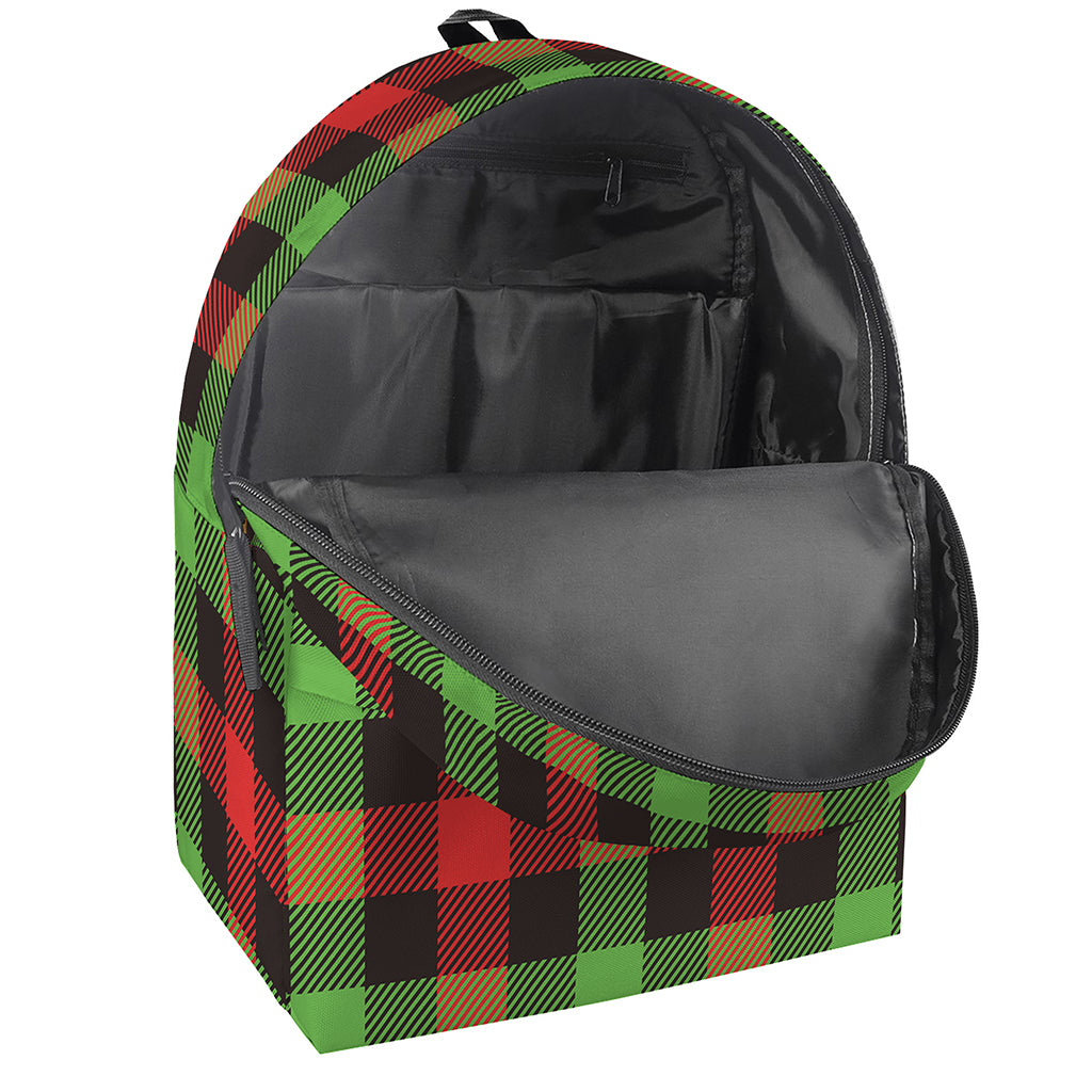 Green Red And Black Buffalo Plaid Print Backpack