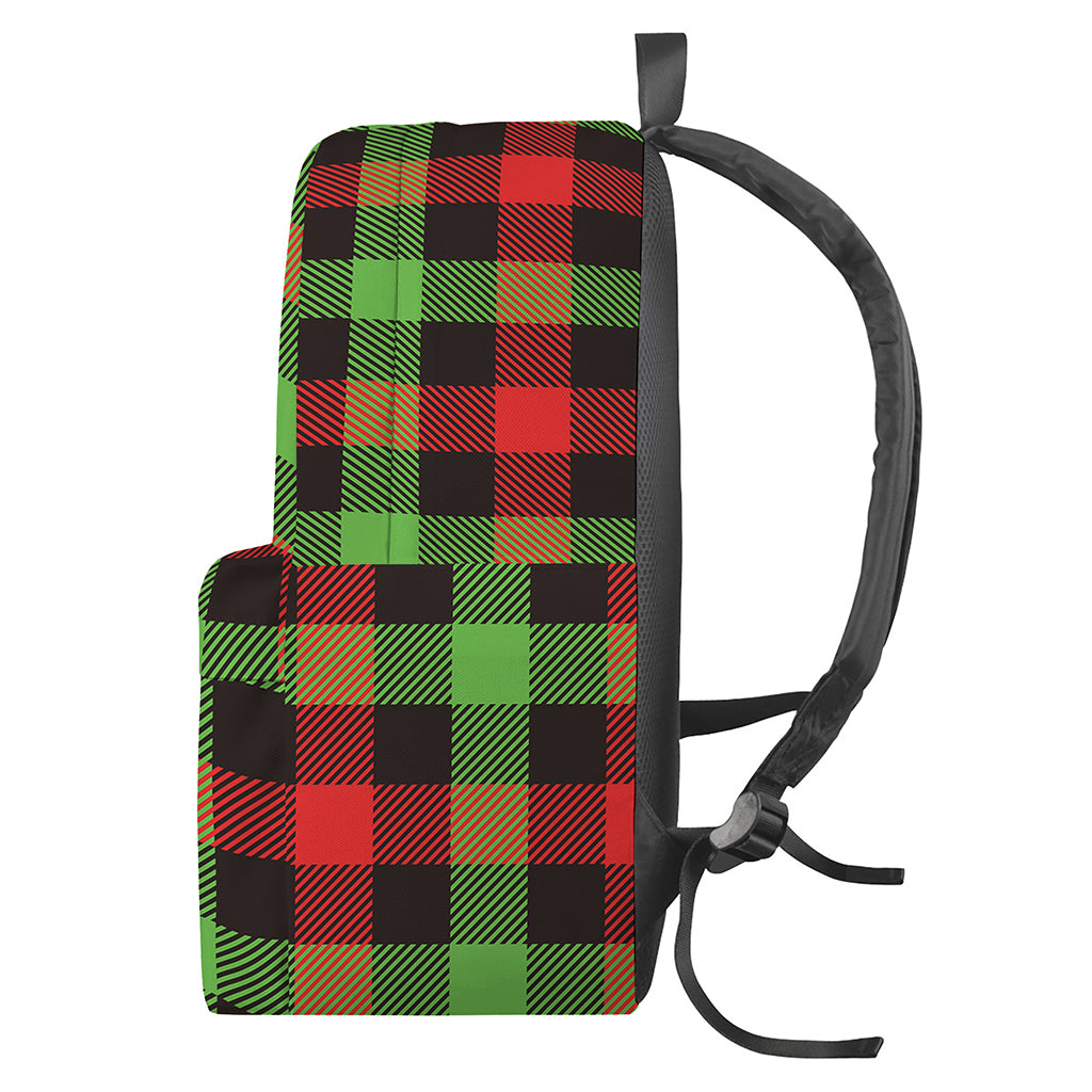 Green Red And Black Buffalo Plaid Print Backpack