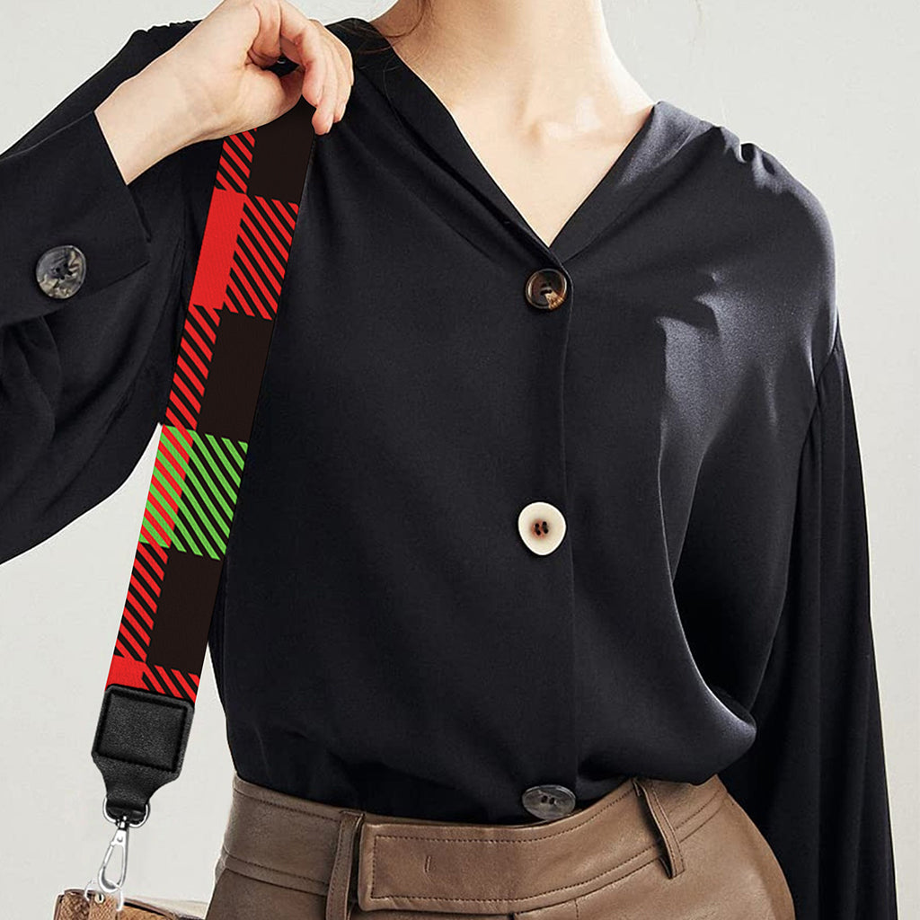 Green Red And Black Buffalo Plaid Print Bag Strap
