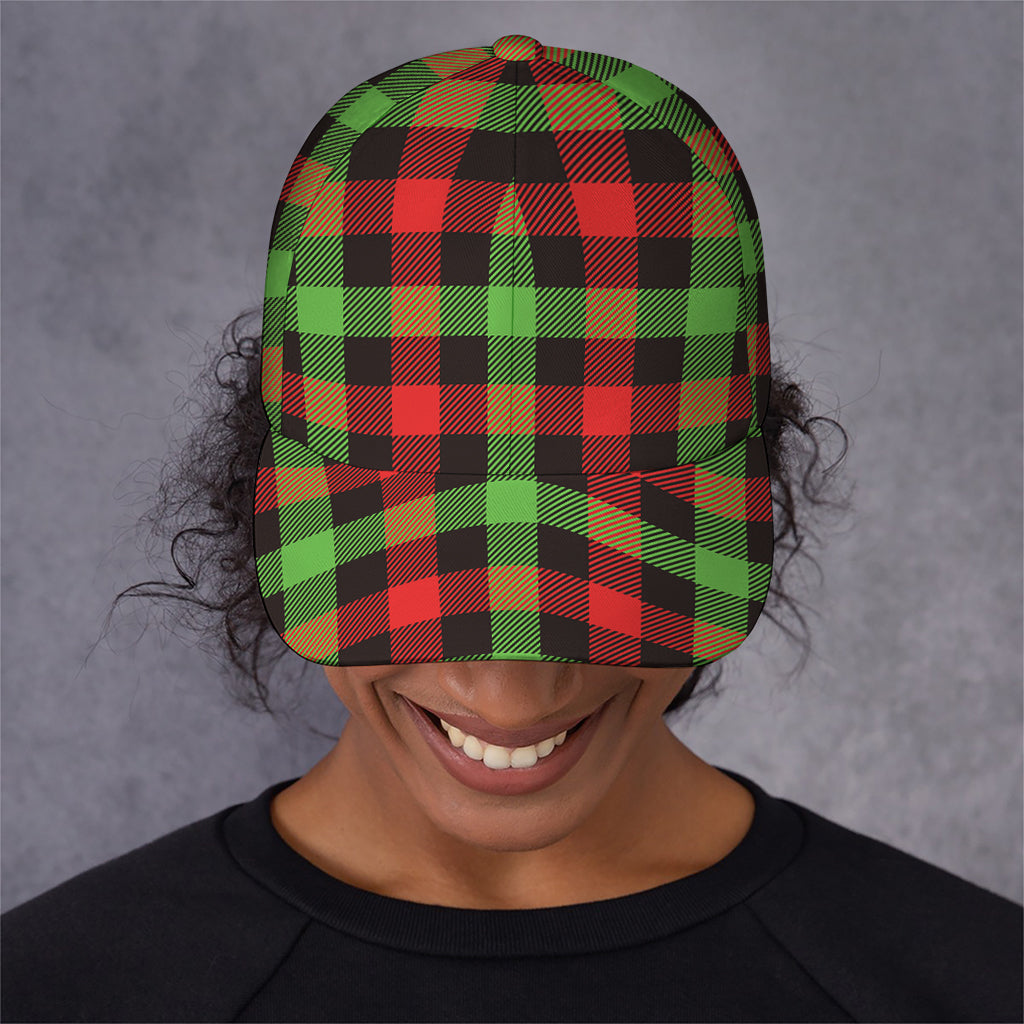 Green Red And Black Buffalo Plaid Print Baseball Cap