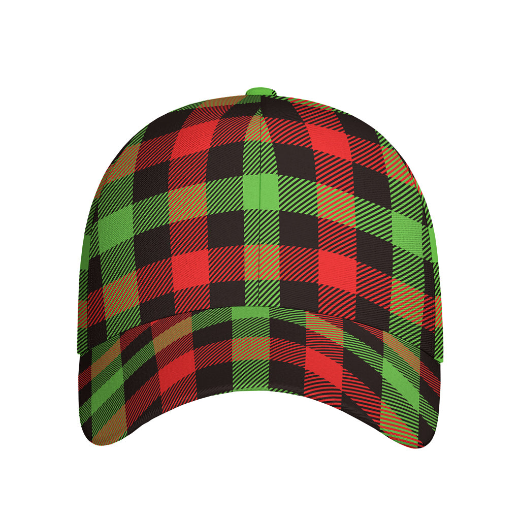 Green Red And Black Buffalo Plaid Print Baseball Cap