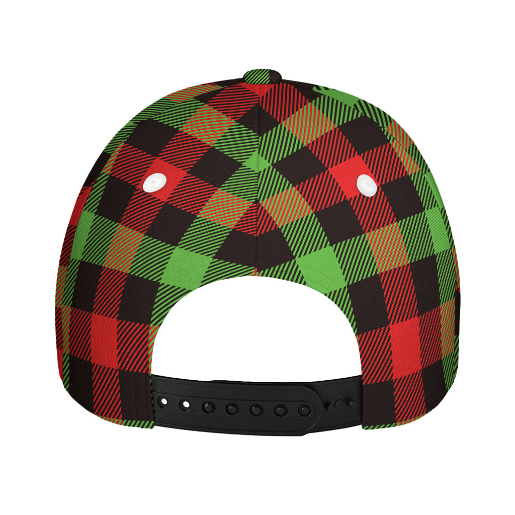Green Red And Black Buffalo Plaid Print Baseball Cap