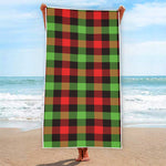 Green Red And Black Buffalo Plaid Print Beach Towel