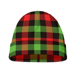 Green Red And Black Buffalo Plaid Print Beanie