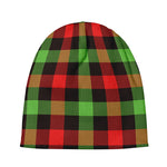 Green Red And Black Buffalo Plaid Print Beanie