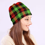Green Red And Black Buffalo Plaid Print Beanie