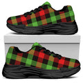 Green Red And Black Buffalo Plaid Print Black Chunky Shoes