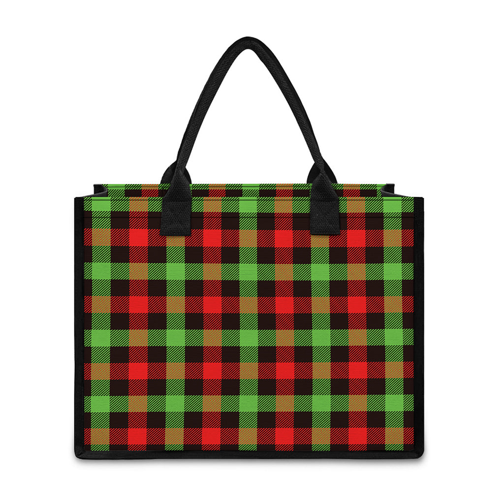 Green Red And Black Buffalo Plaid Print Canvas Tote Bag