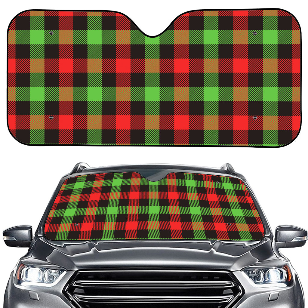 Green Red And Black Buffalo Plaid Print Car Windshield Sun Shade