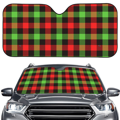 Green Red And Black Buffalo Plaid Print Car Windshield Sun Shade