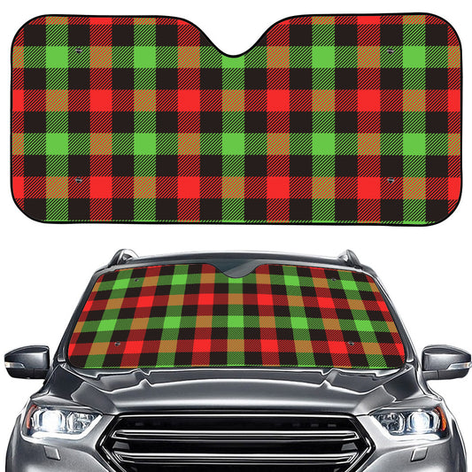Green Red And Black Buffalo Plaid Print Car Windshield Sun Shade