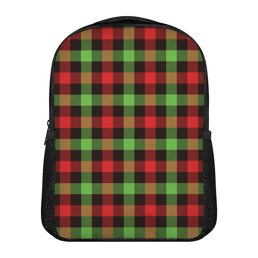 Green Red And Black Buffalo Plaid Print Casual Backpack