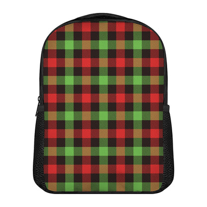 Green Red And Black Buffalo Plaid Print Casual Backpack