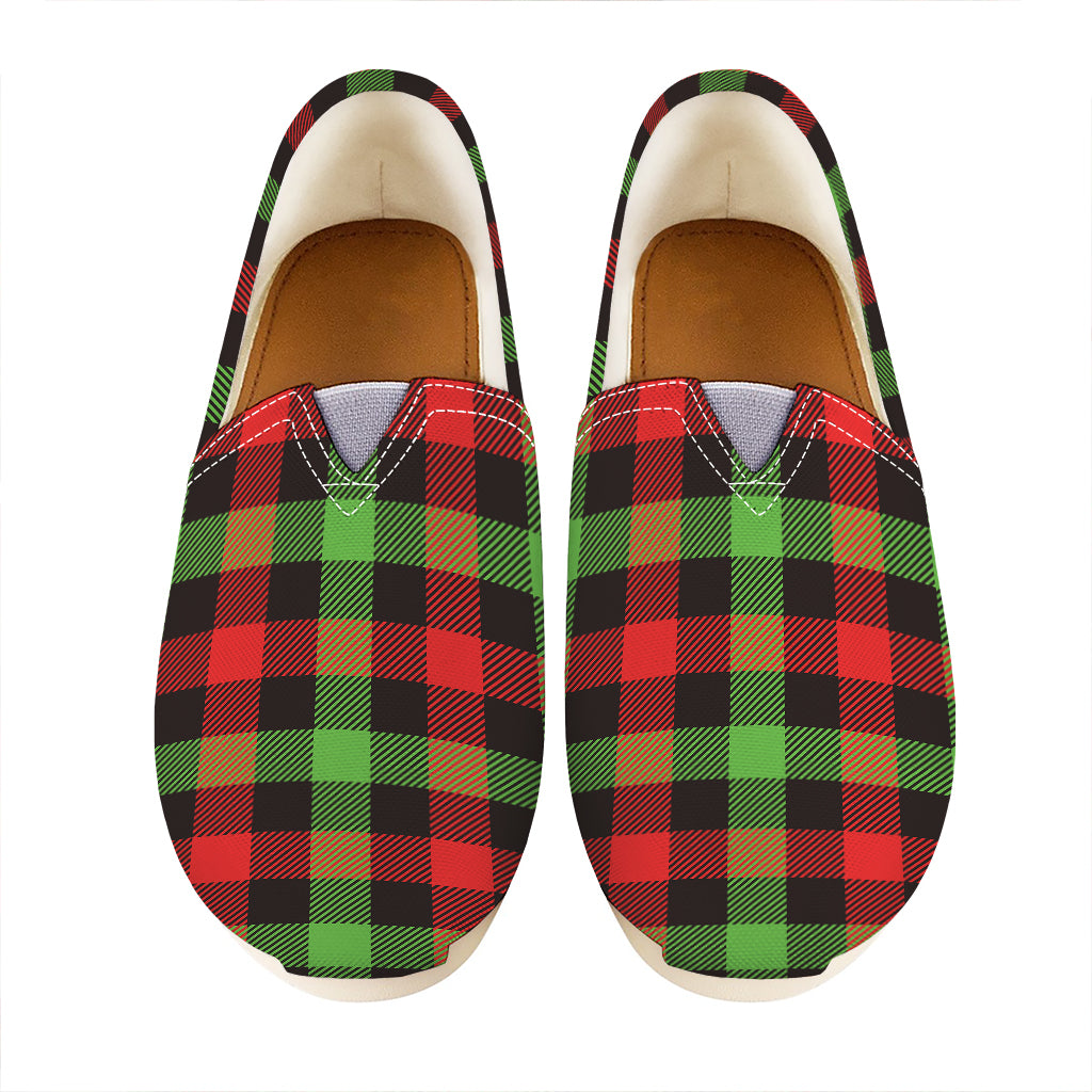 Green Red And Black Buffalo Plaid Print Casual Shoes