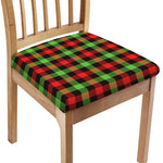 Green Red And Black Buffalo Plaid Print Chair Cushion Cover