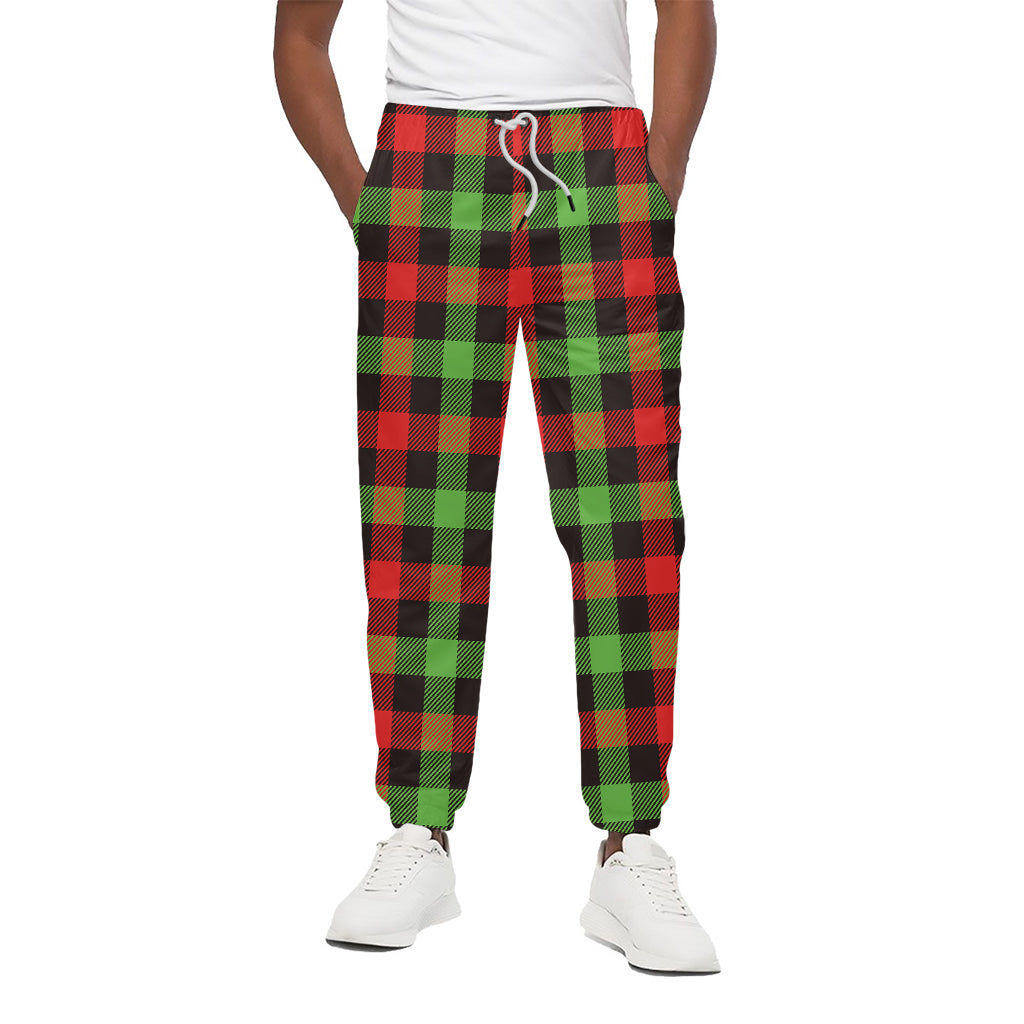 Green Red And Black Buffalo Plaid Print Cotton Pants