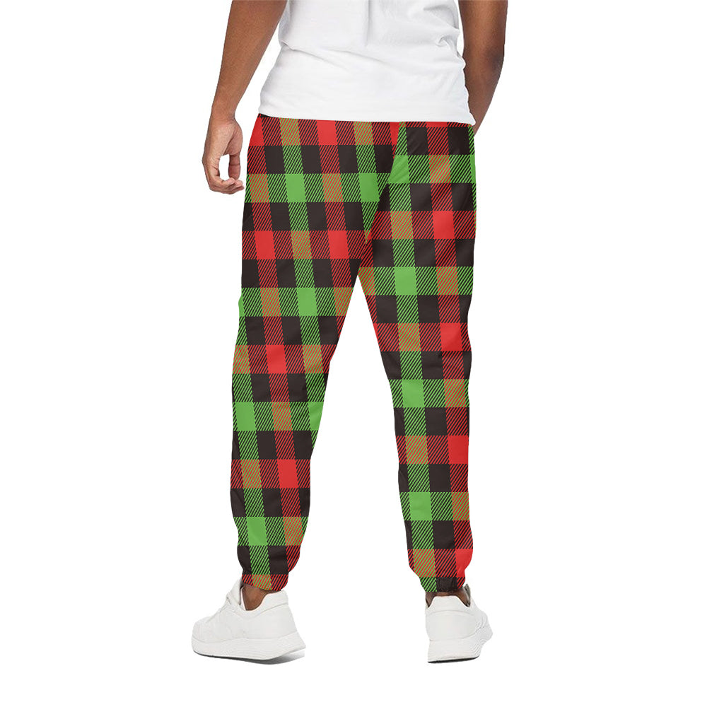 Green Red And Black Buffalo Plaid Print Cotton Pants
