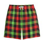 Green Red And Black Buffalo Plaid Print Cotton Shorts