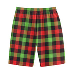 Green Red And Black Buffalo Plaid Print Cotton Shorts